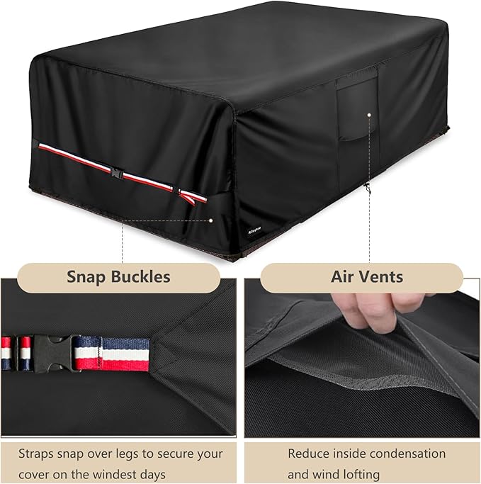 Rectangular Patio Furniture Covers,Upgraded 600D Heavy Duty Outdoor Furniture Covers Waterproof,Outdoor Sectional Dining Table and Chairs General Purpose Furniture Set Cover,126"L × 74"W × 28"H,Black