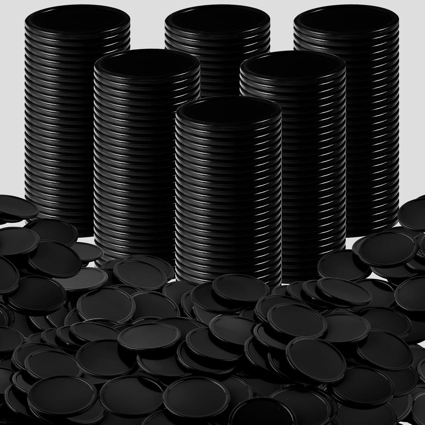 Coopay 600 Pieces Plastic Poker Chips Learning Counters Disks Bingo Chip Counting Discs Markers for Math Practice and Poker Card Game Tokens, Teaching Rewards, 38 mm/ 1.5 Inches (Black)