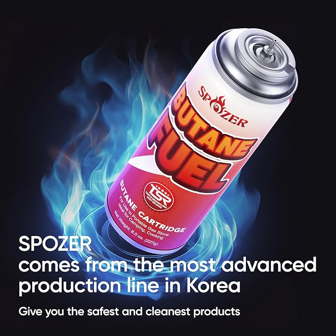 Butane Refill Canisters 227g (8oz) Premium Butane Fuel for Camping Stoves & Kitchen Torches – Portable Gas Canisters for Outdoor Cooking, Grilling, and Picnics – Camping Stove Fuel