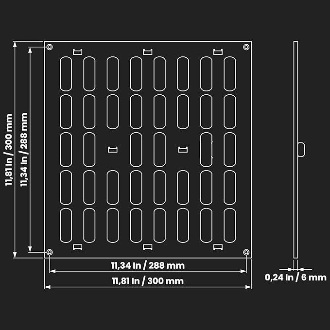 Repa Market 12" x 12" Inch (Outer Dimensions) Black Adjustable Air Vent Cover - Indoor Outdoor Metal Grille - Heating Cooling Ventilation for Home Garage Shed - Open and Close Register (11.81 x 11.81)