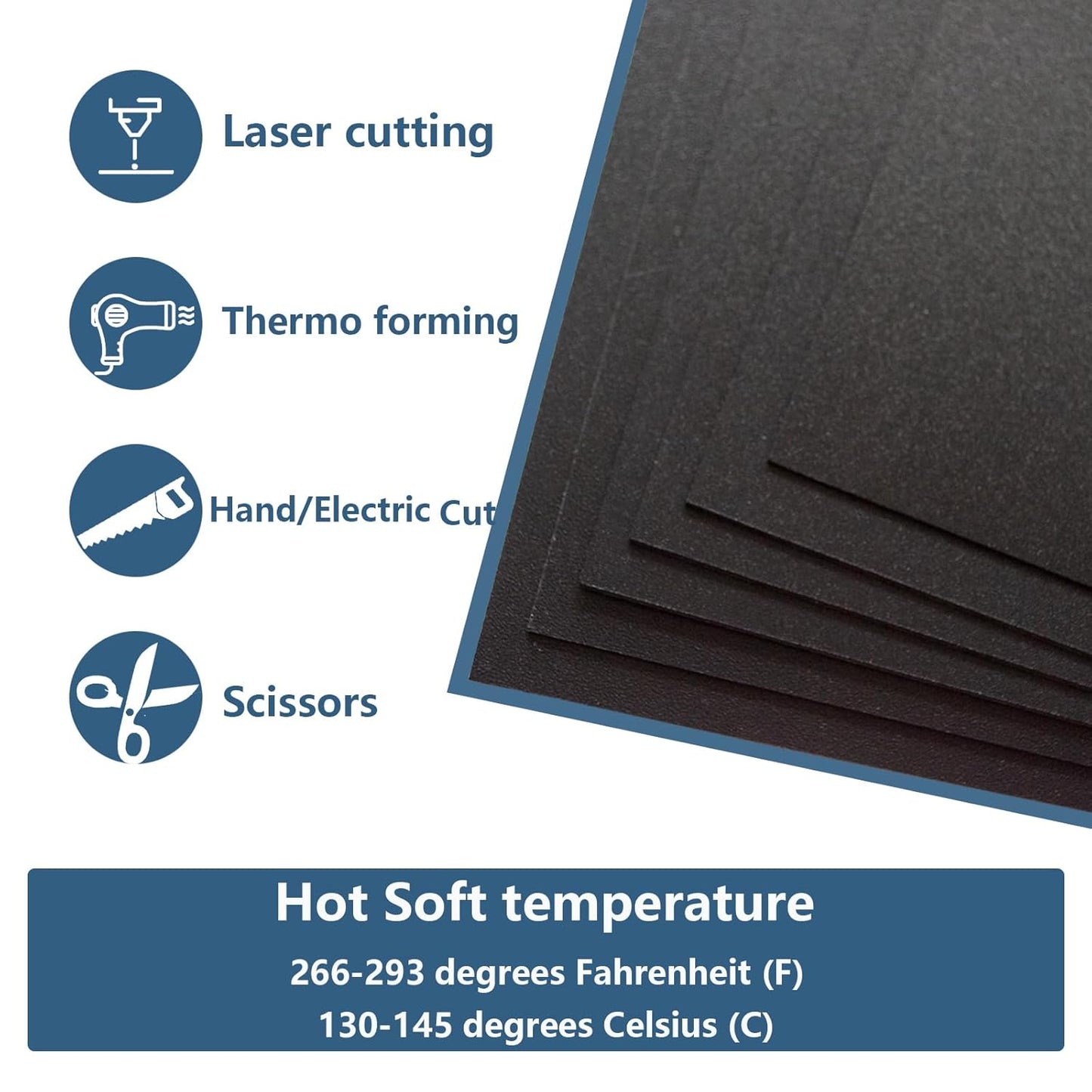 6 Pack Black Plastic Sheet 12x12x0.04 in Flexible High Tensile Plastic Sheets Black Plastic Panel for DIY Materials Handicrafts Home Decoration