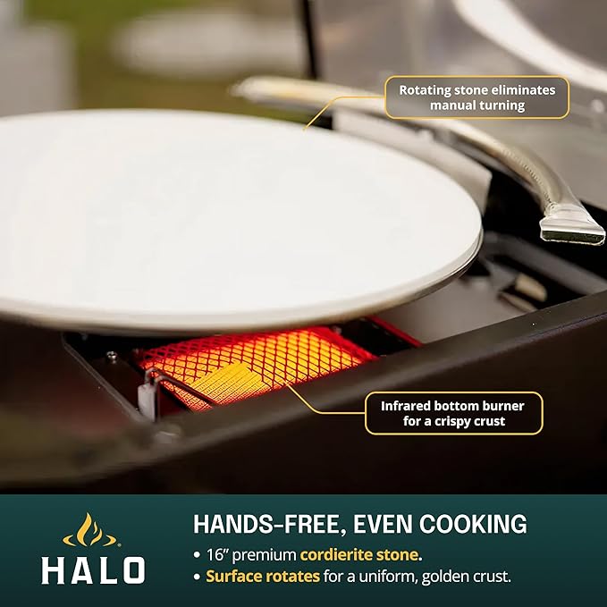 HALO Versa 16 Pizza Oven | 16” Rotating Stone, Patented Dual Burner System, 5-Minute Pizzas, Easy Clean | Propane Powered | HZ-1004-ANA