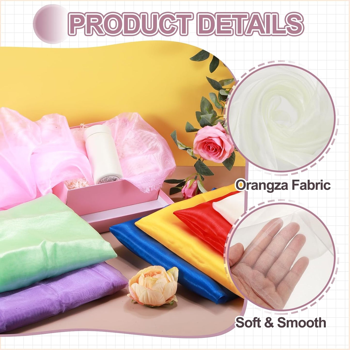 MECCANIXITY Iridescent Sheer Organza Fabric, 2 Yards x 59 Inches Solid Holographic Shiny Fabric Organza Cloth for Wedding, Curtains, Costume, Photo Background, Beige