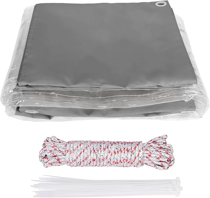 Clear Vinyl Curtains for Patio Enclosure, 23oz Heavy Duty Waterproof Anti-UV and Tear-Resistant Tarpaulin with Grommets, Weatherproof Panels for Porch, Pergola, Gazebo, Balcony, Outdoor