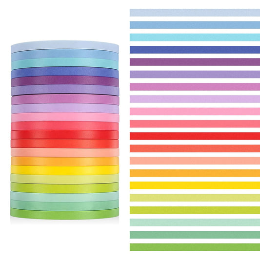 20 Rolls Rainbow Washi Tape Slim, 3mm Colorful Rainbow Pastel Washi Tape Set Skinny Thin Decorative Colored Washis Craft Tapes, Rainbows Colors Thin Decorative Tapes for Journal DIY Planner Craft