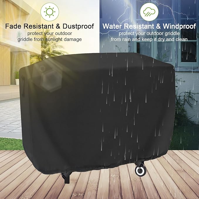 Flat Top Grill Cover Waterproof for Captiva Design 3-Burner Gas Griddle, Heavy Duty 27 inch Flat Iron Grill Cover for Sophia and William Propane 3 Burner Griddle, 53" x 22" x 36"