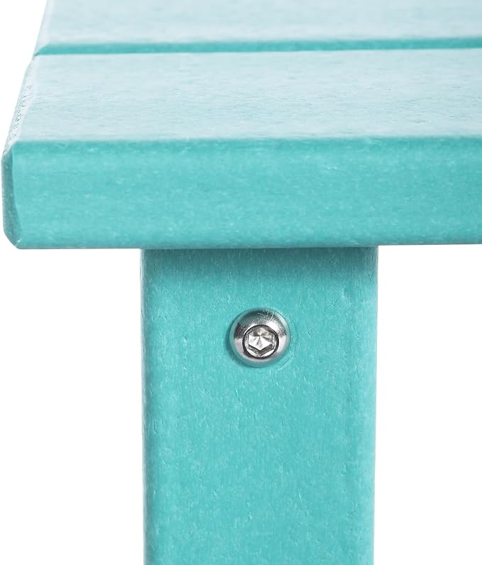 Costaelm Kids Outdoor Side Table, Small Patio HDPE Adirondack Square Table, Porch End Table for Outside Pool Garden, Turquoise