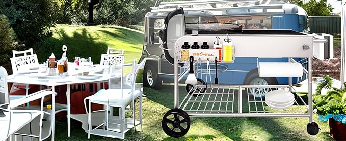 Grill Table for Weber 22" &18" Original Kettle, for Weber Grill Table, Stand Cart for JumboJoe Master-Touch Charcoal Outdoor Prep Performer Charcoal Accessories for Outside