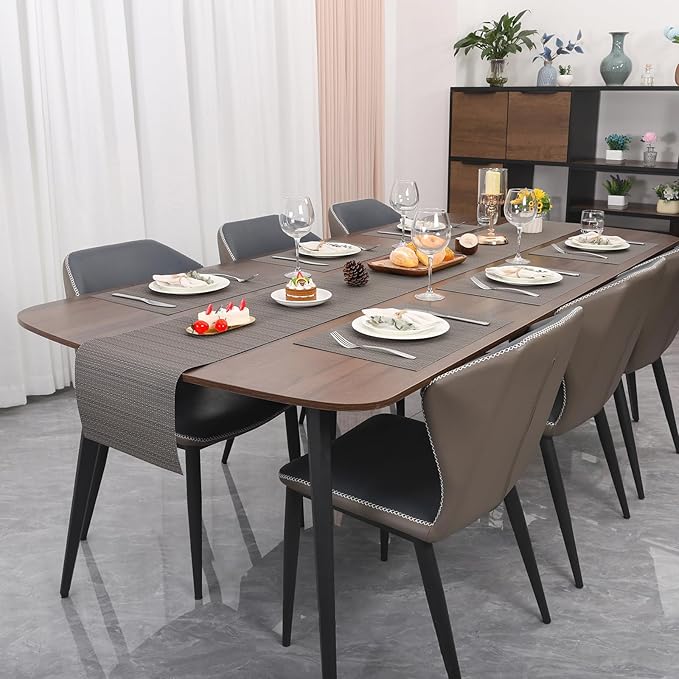 Myir JUN Table Runner, Vinyl Table Runner Indoor 55 Inch Long Arbitrarily Cropped Runner for Table Heatproof for Home Party (Dark Gray, 12 x 55 inch)