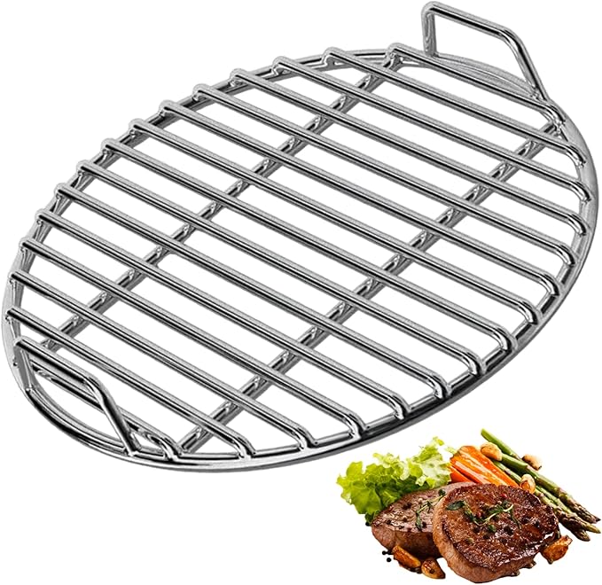 Stainless Steel Grill Grate, Extra Thick Round Cooking Grill Grates Replacement with Handle for Charcoal Smoker Campfire Picnic Outdoor Cooking, 14 Inch Stainless Steel Grate