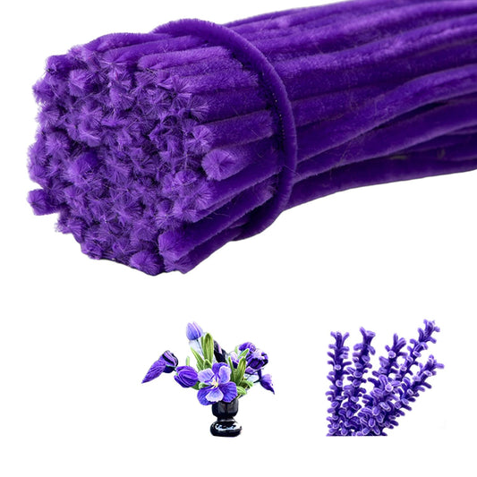 100 Pieces Pipe Cleaners Chenille Stem, Pastel Candy Color Pipe Cleaners Set for Pipe Cleaners DIY Arts Crafts Decorations, Chenille Stems Pipe Cleaners (Purple)