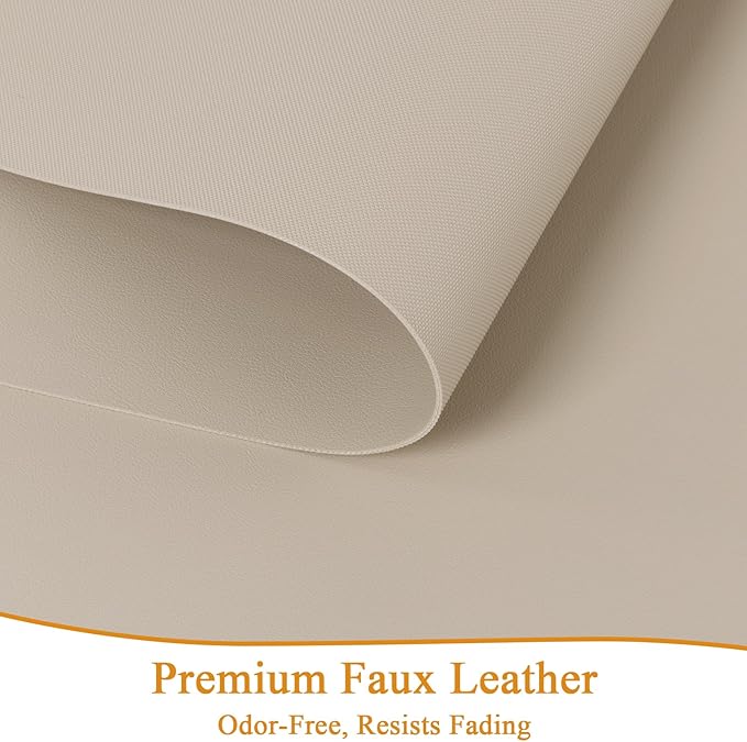 SHACOS Placemats Set of 6 Faux Leather Heat Resistant PU Non-Slip Vinyl Place Mats Waterproof Wipeable Table Mats for Kitchen Dining Indoor Outdoor, Beige