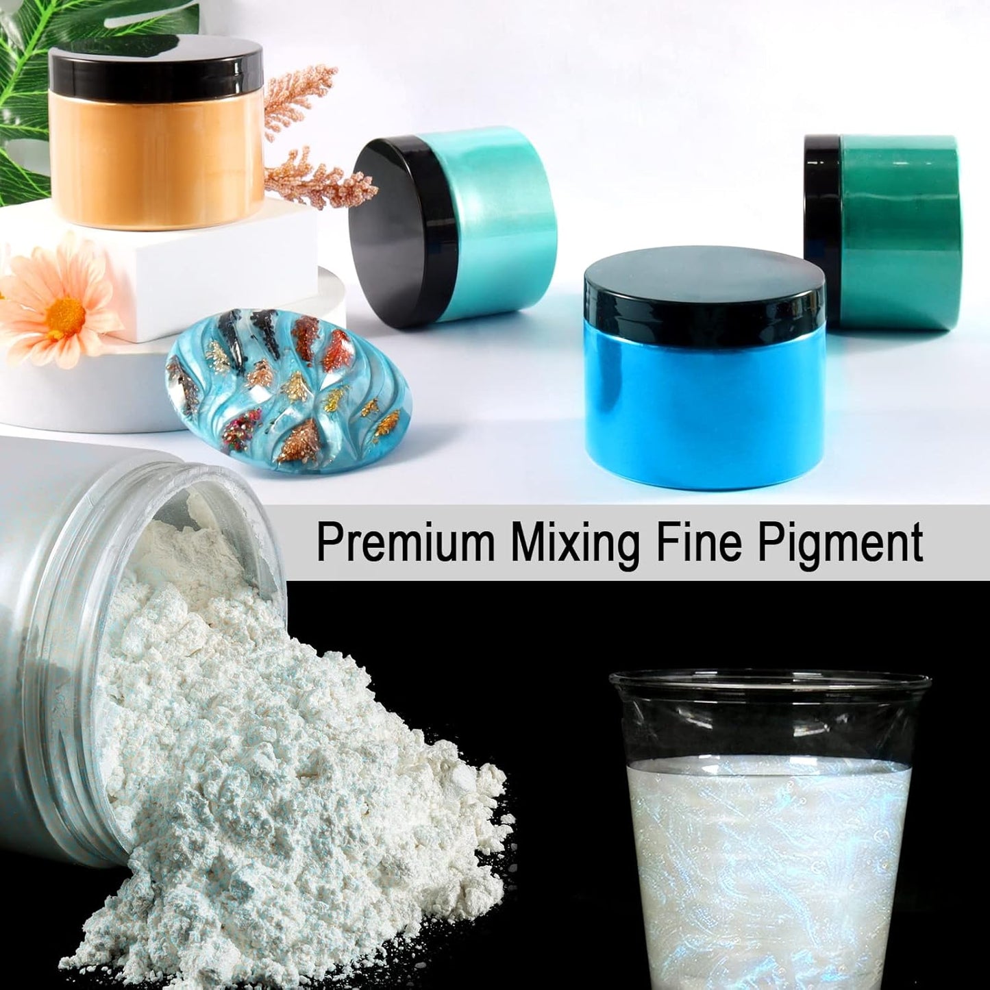 Ceya Mica Powder, 5.3oz/ 150g Shimmer Ghost Blue Pearlescent Effect Colorant Pigment Powder for Epoxy Resin, Tumblers, Slime Bath Bomb, Soap, Slime, Candle, Resin Crafting, Paint, Jewelry, Nail Polish