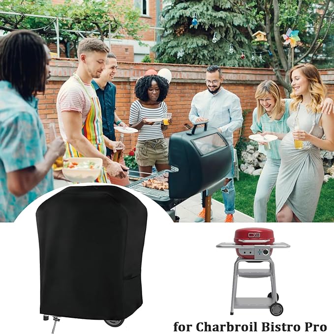 Grill Cover for Charbroil Bistro Pro Electric Grill, Waterproof Outdoor Griddle Cover for Char Broil Bistro Pro Grill Model 25302145 25302146 25302148 25302161 CB1250073P4 Gas Grill Accessories