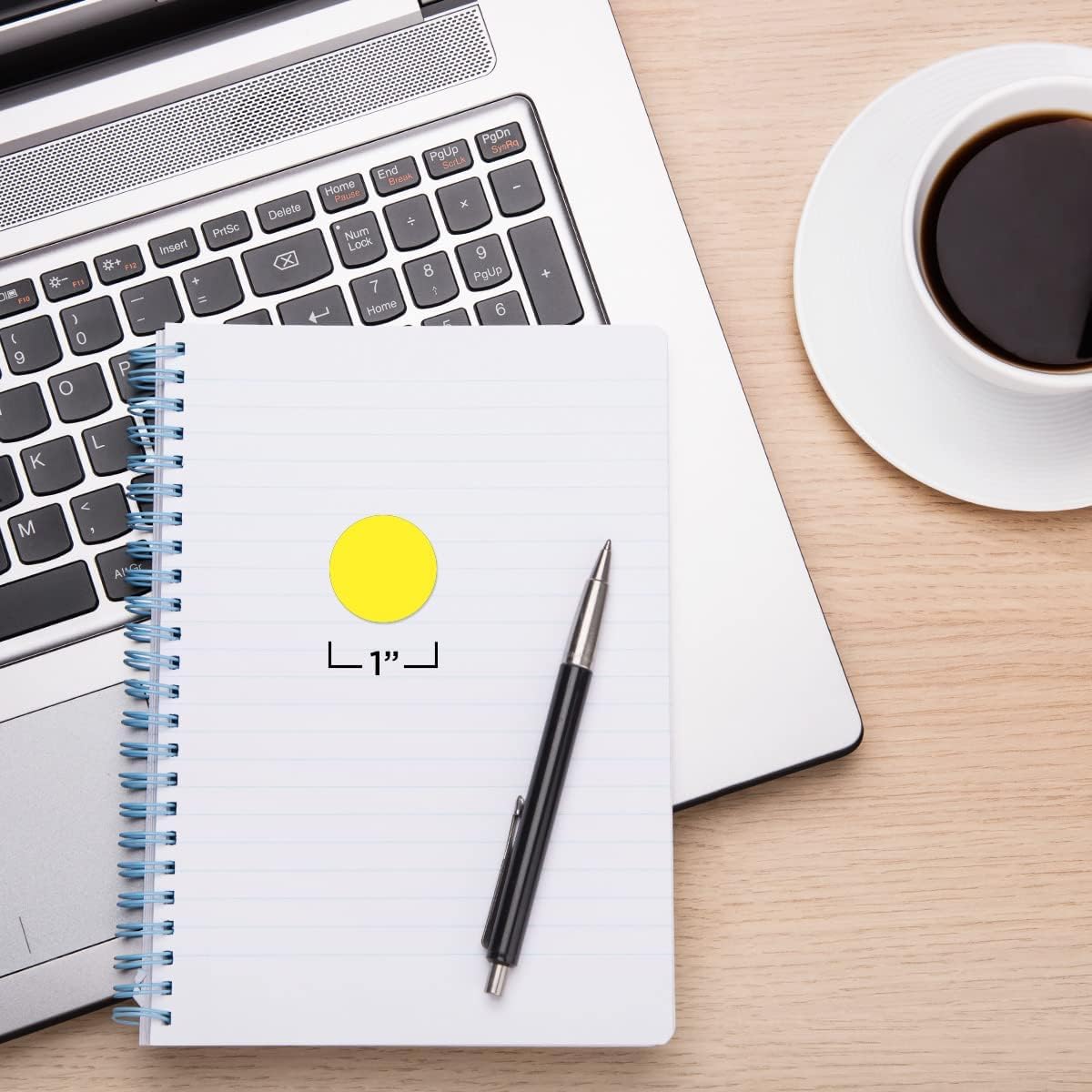 ChromaLabel 1 Inch Round Label Removable Color Code Dot Stickers, Easy to Write On Sticky Dots, 1000 Labels per Dispenser Box, Yellow - Case of 5