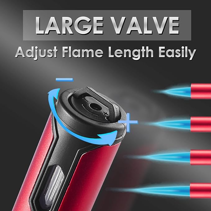 5 Pack Butane Torch Lighter, Urgrette 6-inch Refillable Pen Lighter Pencil Torch Lighter Adjustable Jet Flame Butane Lighter for Grill BBQ Candle Camping (Gas Not Included)