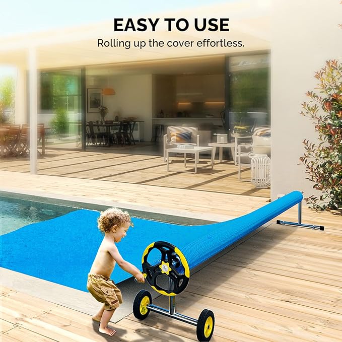 VINGLI Pool Cover Reel Set Pool Solar Cover Reel for Inground Swimming Pool, Aluminum Solar Swimming Inground Cover Blanket Reel (Upgrade) (18 Feet)