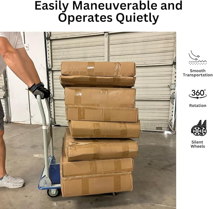 330 lbs Foldable Platform Truck Dolly with Swivel Wheels, Heavy Duty Moving Platform Hand Truck, 28.35 * 18.50 * 31.89 inches (PH150IRON)