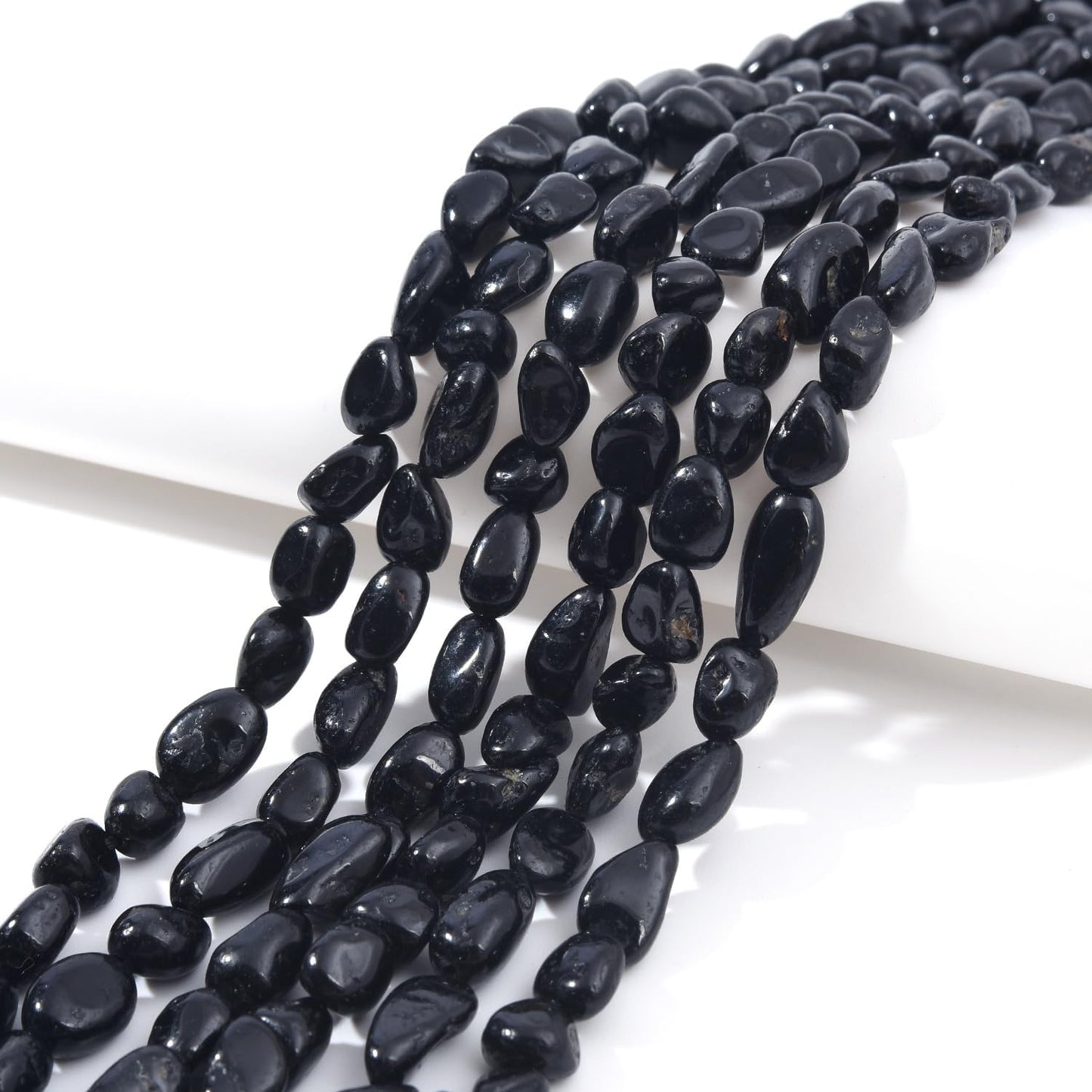 Black Tourmaline Pebble Nugget Oval Free Tumbled Stone 6-8mm Natural Gemstone Loose Beads Approx 15.5 inch for DIY Jewelry Making
