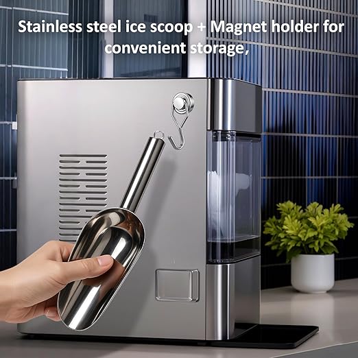 Juome Stainless Steel Ice Scoop with Magnetic Holder for Ge Profile Opal 2.0 Nugget Ice Maker, Ice Scoop for Freezer for GE Profile Opal Ice Maker Machine