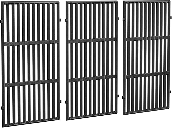 QuliMetal 66089 66097 Grill Grates for Weber Genesis 2 E-410/E-415/E-435, Grill Parts for Weber GS4 Genesis II/LX E-440 Series Gas Grills, 18.7" Cast Iron Replacements for Weber 66089 66097