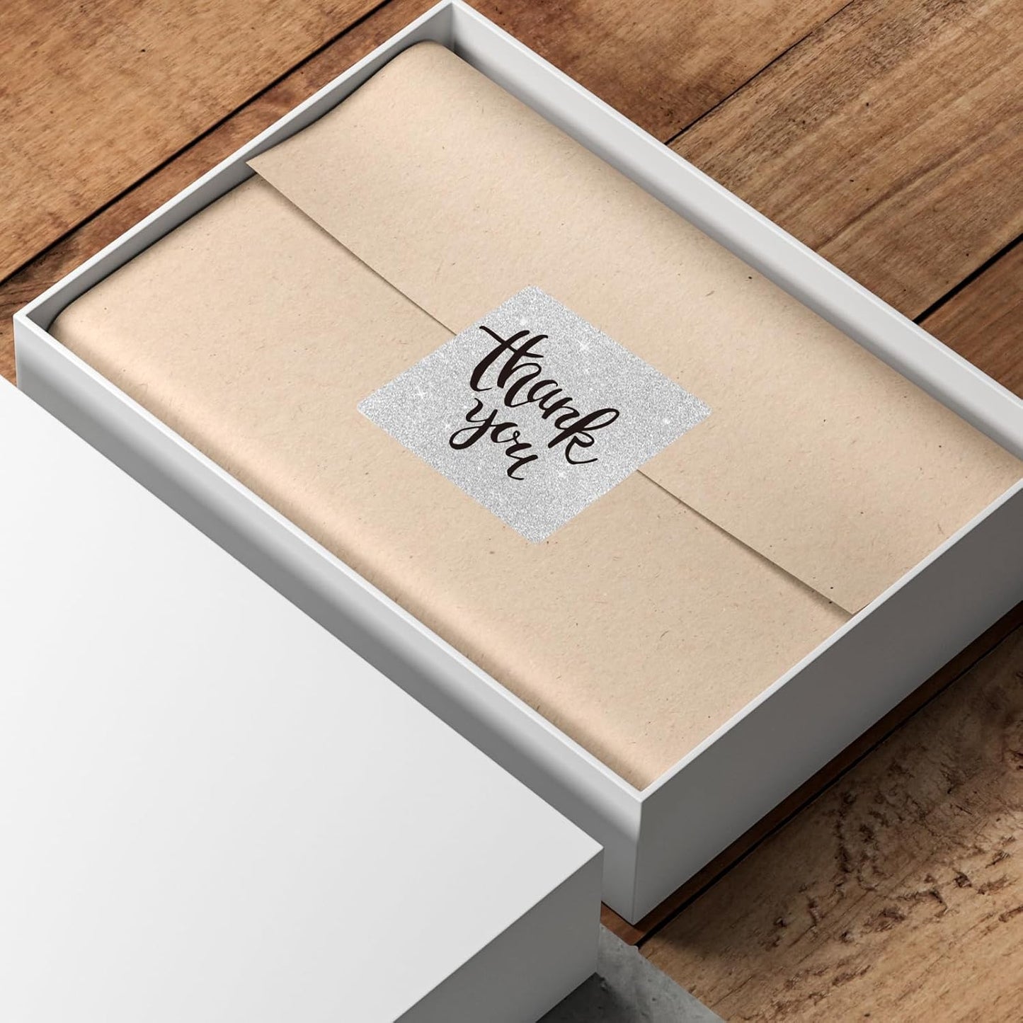 2" x 2" Square Thermal Labels Stickers, Holographic Glitter Thermal Stickers Labels, Waterproof Direct Thermals Label for Small Business, DIY Design- Silver