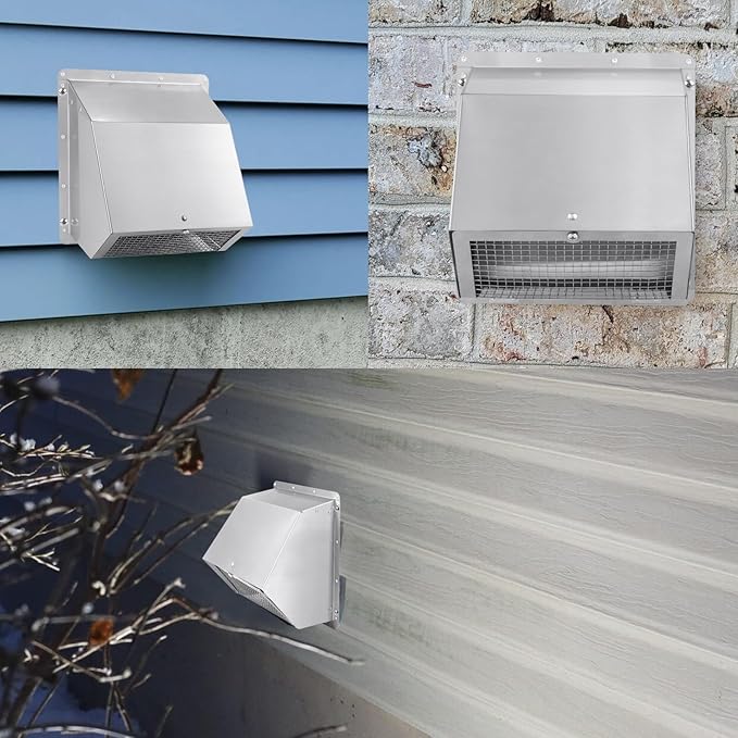 4 Inch Dryer Vent Cover Outside Hooded Wall Vent with Screen and Damper,4" Exterior Wall Vent Dryer Air Vent,Exhaust Wall Mount Cover Cap for Dryer Ventilation&Outdoor Air Exhaust, Stainless Steel