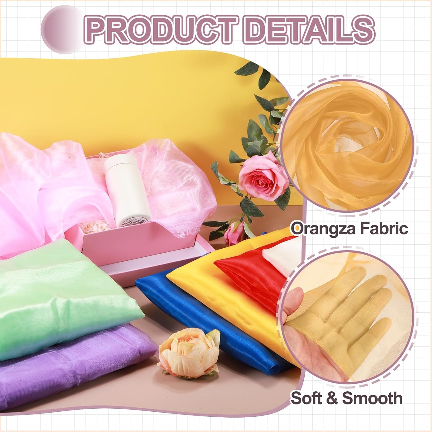 MECCANIXITY Iridescent Sheer Organza Fabric, 10 Yards x 59 Inches Solid Holographic Shiny Fabric Organza Cloth for Wedding, Curtains, Costume, Photo Background, Light Coffee