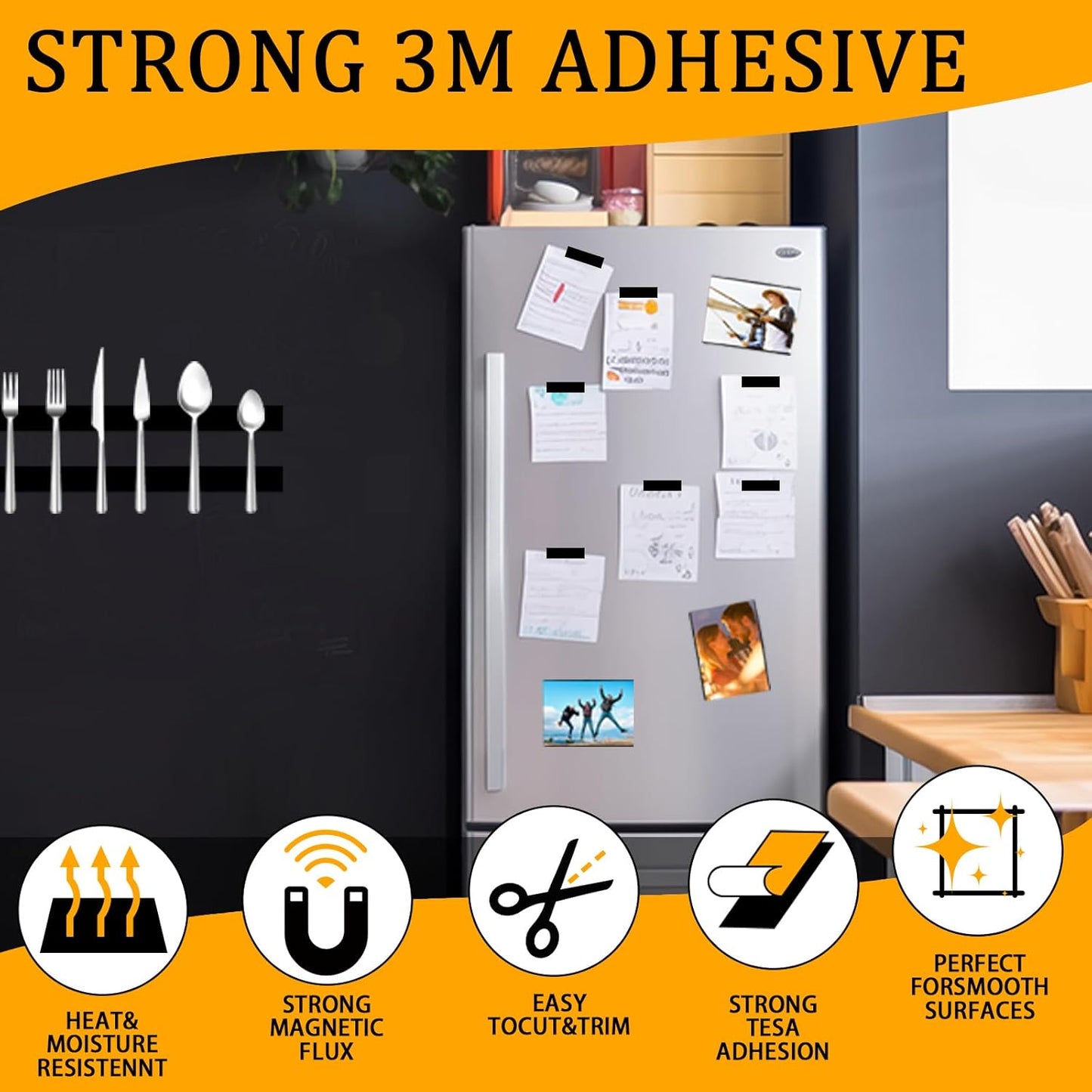 2 Rolls Magnetic Tapes, Flexible Magnet Strips with 3M Adhesive Backing, 10 Feet x 0.5"W Each Roll for DIY, Crafting, and Organizational Projects.