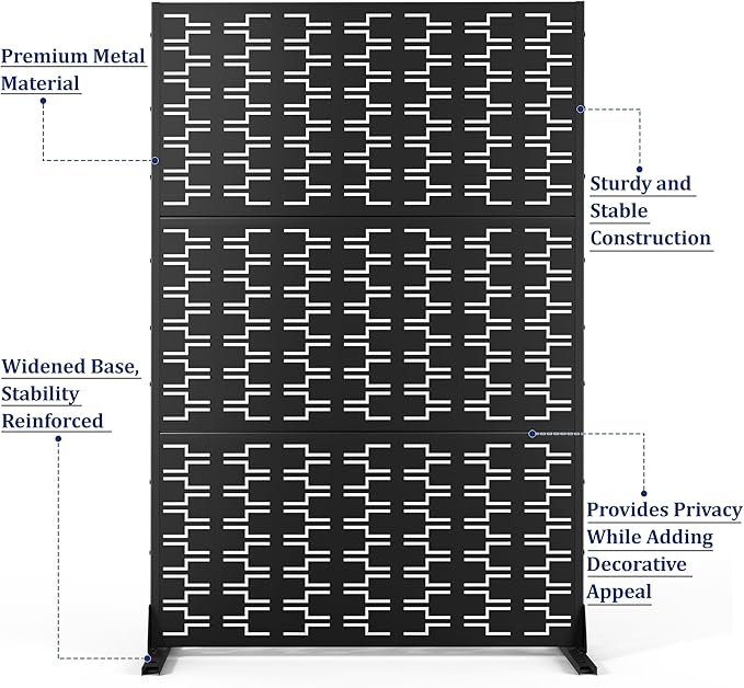 Outdoor Privacy Screen,72" H×47" W Metal Privacy Screen, Freestanding Privacy Fence Panels for Patio