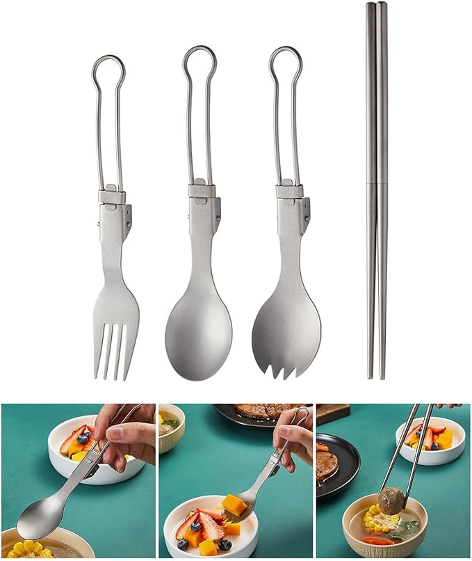 Folding Metal Camping Cutlery Set Portable Outdoor Picnics Cutlery Tableware Travel Utensils Fork Spoon Chopsticks