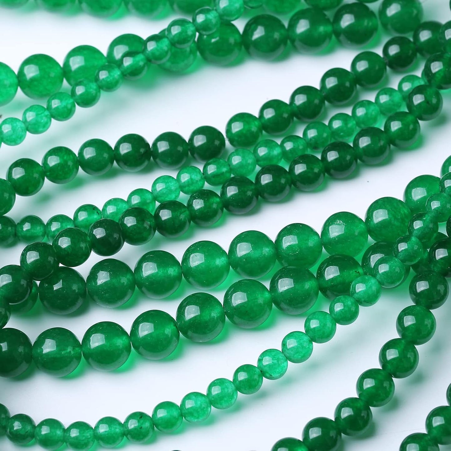 90PCS 4MM Green Jade Chalcedony Beads Round Loose Stone Beads for Jewelry Making DIY Energy Stone Healing Power Bracelet 15"