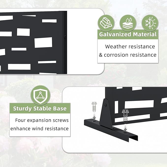 Casaphoria 72" H x 47" W Arched Metal Privacy Screen - Elegant Freestanding Outdoor Screen for Deck, Patio & Balcony - Versatile Decorative Privacy Panels for Home & Garden Use (Black-Helen)