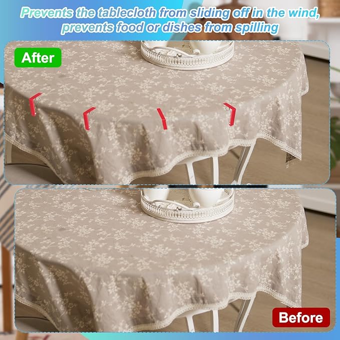 uxcell 4 Pack Tablecloth Clips, Stainless Steel Table Cloth Cover Clamps, 2.87" x 2.36" Windproof Holder Clips for Home Party Picnic Wedding Camping Dining Tables, Silver