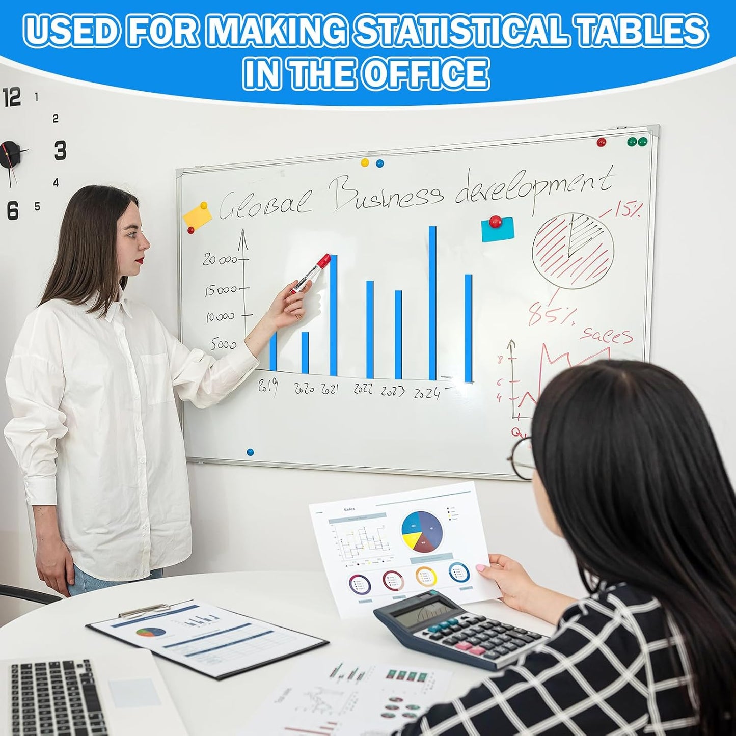 Magnetic Tape Roll Thin Strips, 0.39 Inch x 66 Feet Magnetic Board Dividers Whiteboard Graphic Decorative Tape Marking Line for Classroom Office Art Accessories(Blue)