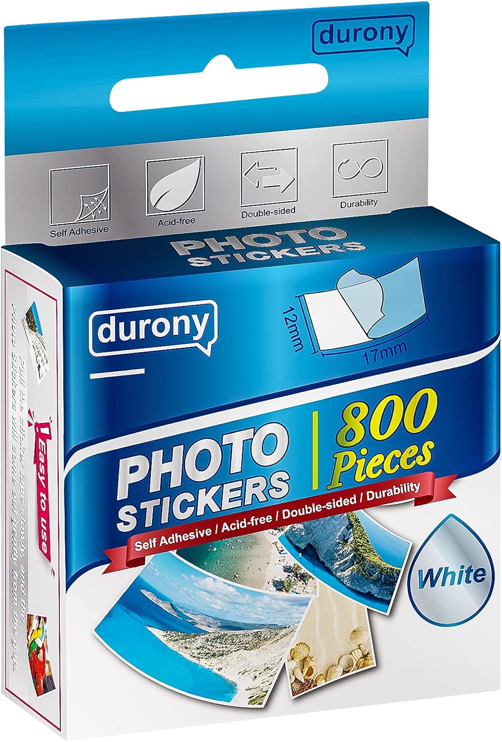 durony 800 Pieces Photo Sticker White Double-Sided Self Adhesive Photo Tapes for Pictures DIY Photo Album Journal