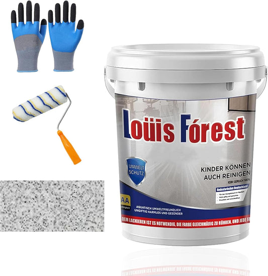 Louis Forest Epoxy Floor Paint, High-Gloss Marble Effect Coating, Epoxy Colored Sand Floor Paint, Wear-Resistant and Non-Slip for Indoor Outdoor (0.5KG-White hemp gray)