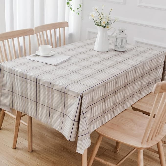 TruDelve Heavy Duty Vinyl Table Cloth for Kitchen Dining Tables Wipe Clean PVC Tablecloth for Square Table (54'' x 54'', Lattice-3)