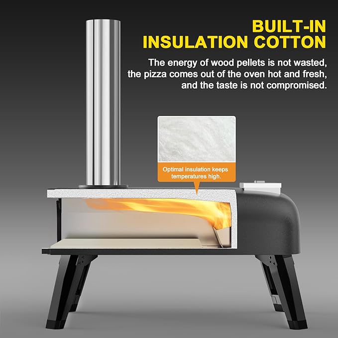 Pizza Oven Outdoor 12" Wood Fired Pizza Ovens Pellet Pizza Stove for outside, Portable Stainless Steel Pizza Oven for Backyard Pizza Ovens