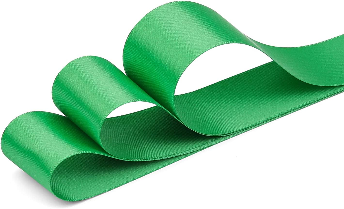 Humphrey's Craft 1-1/2 Inch Fern Green Double Faced Satin Ribbon - 25 Yards Variety of Color for Crafts Gift Wrapping Bows Bouquet Decoration Sewing Christmas Tree Wedding Invitation Card.