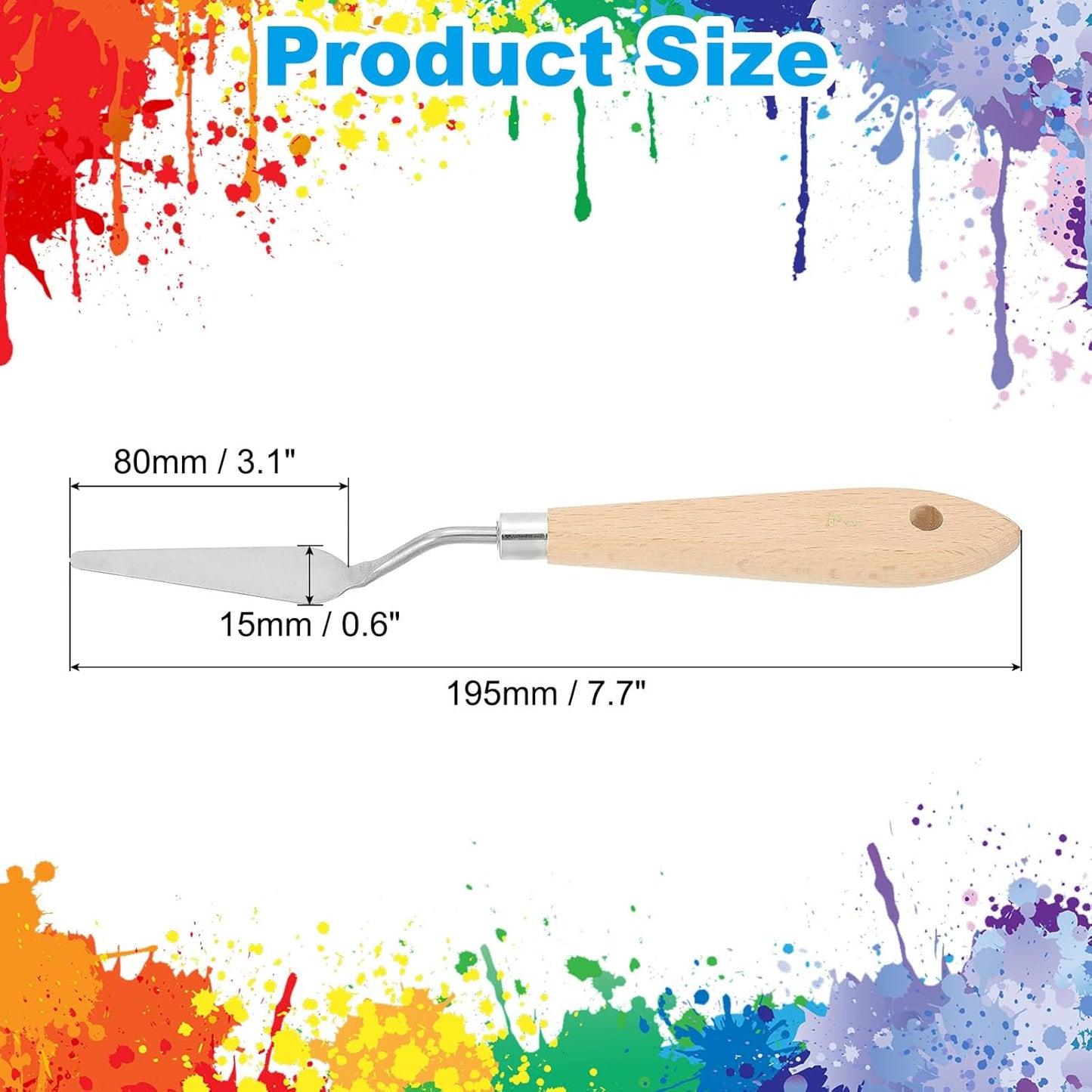 PATIKIL Art Spatula, No.7 15mm Stainless Steel Flexible Palette Knife Painting Knife Painting Spatula Oil Painting Mixing Scraper with Wood Handle for Canvas Acrylic Painting, Brown