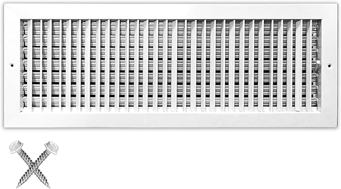 36" X 6" Adjustable AIR Supply Diffuser - HVAC Vent Cover Sidewall or Ceiling - Grille Register - High Airflow - White [Outer Dimensions: 37.75"w X 7.75"h]