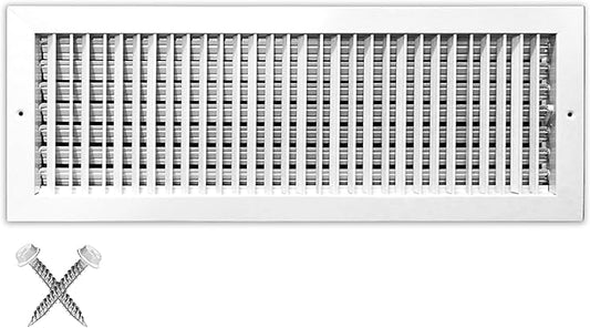 36" X 6" Adjustable AIR Supply Diffuser - HVAC Vent Cover Sidewall or Ceiling - Grille Register - High Airflow - White [Outer Dimensions: 37.75"w X 7.75"h]