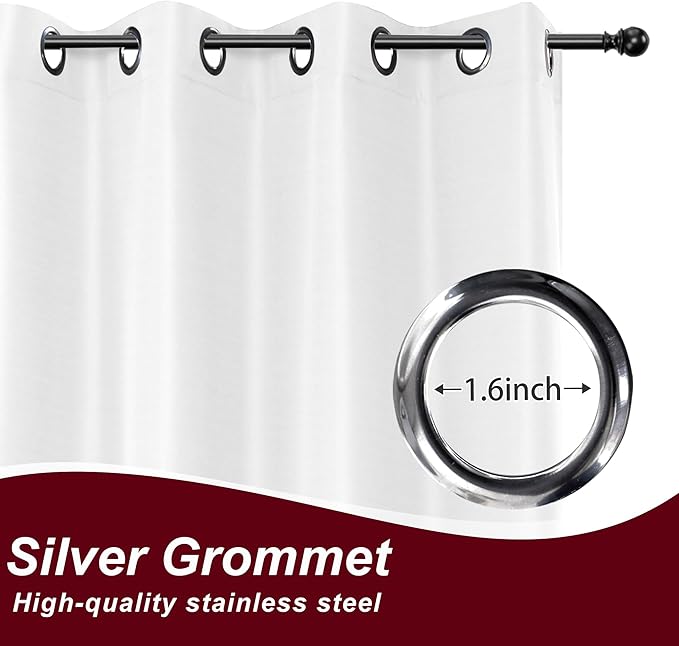 HolidayIdeas White Outdoor Curtains for Patio Waterproof 8 Pcs All Weather Balcony Grommet Top Outside Curtains for Apartments, Gazebo, Pergolas, Porch, 54x108 Inch