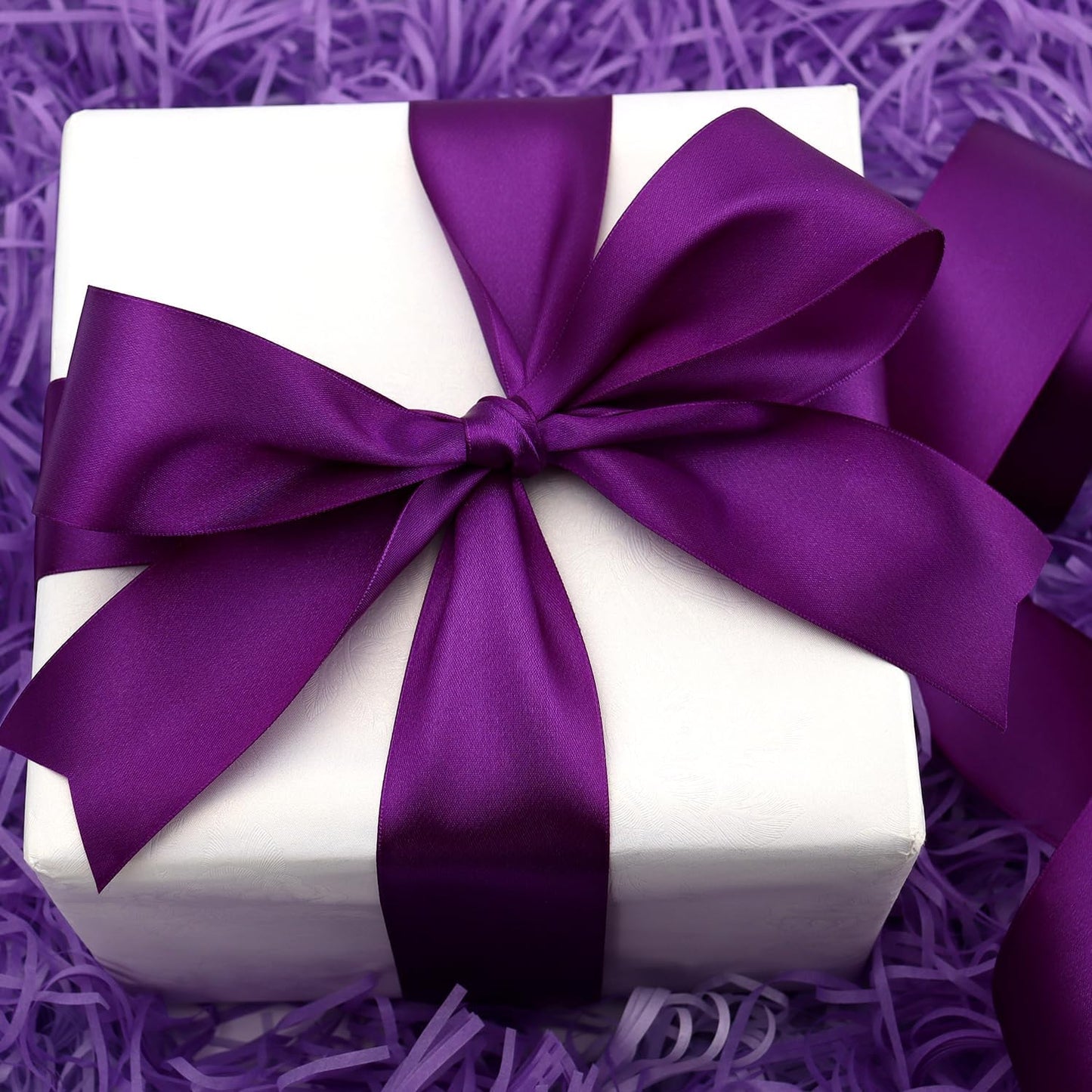 Purple Solid Satin Ribbon 2 Inch 25 Yards Solid Polyester Fabric Ribbon for Gift Wrapping Wedding Christmas Baby Shower Birthday Party Decoration Handmade Immortal Flower Craft