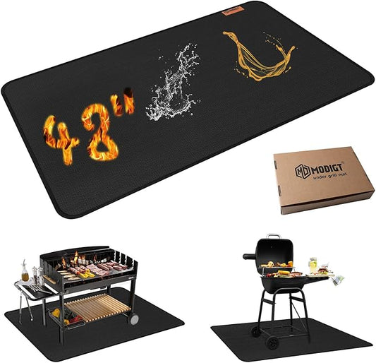 MODIGT 48 ×30 inch Under Grill mat, Double-Side Fireproof & Heat-Resistant Outdoor Grill Mat, Protective Mat for Patio, Courtyard, Tabletop, Outerdoor BBQ Fire Pit Fireplace Mat