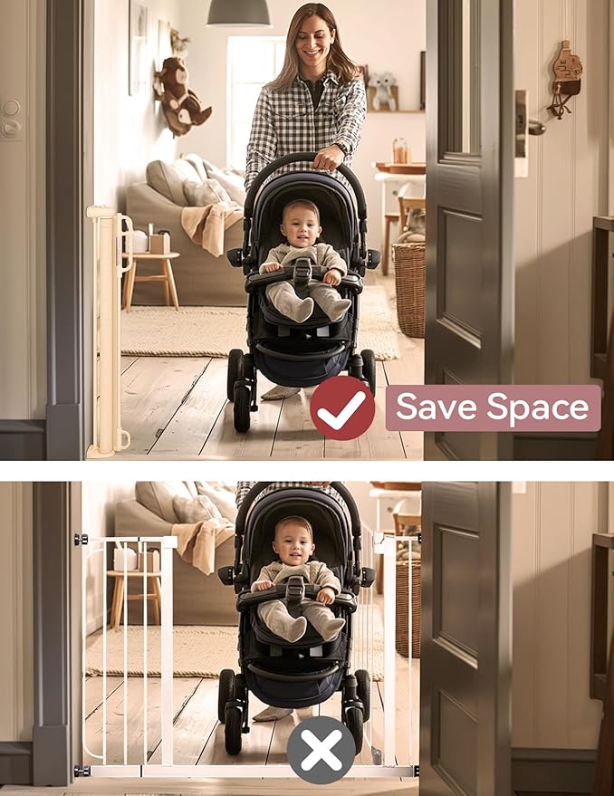 Retractable Baby Gate, Momcozy Extra Wide Mesh Baby Gates for Stairs, 33" Tall, Extends to 71" Wide, Pet Dog Gate for Doorways, Stairs, Hallways, Indoor/Outdoor