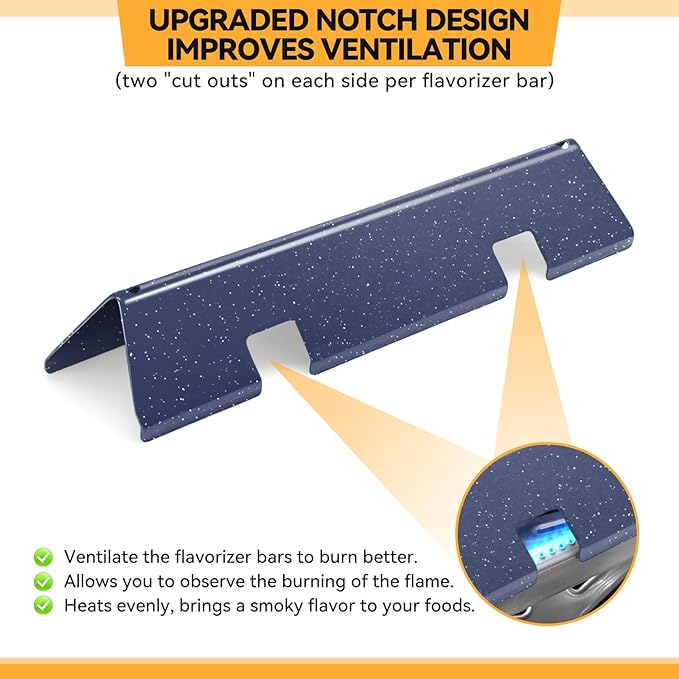 15.3 Inch Flavorizer Bars for Weber Spirit I & II 200 Gas Grill with Front-Mounted Knobs, for Spirit E210 S210 E220 S220, Porcelain Steel, 3 PCS, for Weber Spirit Grill Parts 7635