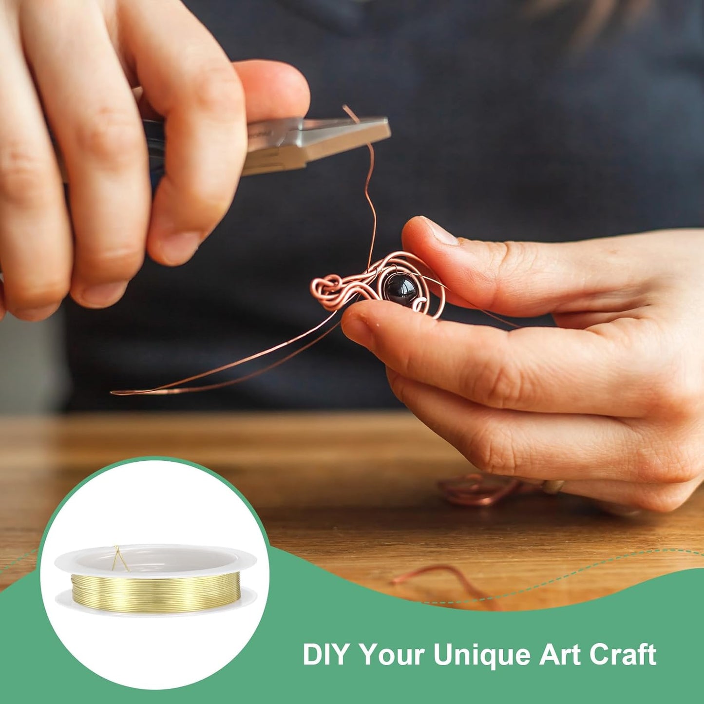 0.6 mm/22 Gauge Copper Wire for Jewelry Making, 13.1FT Copper Beading Craft Wire for Jewelry/Weaving/DIY Crafting/Planting, Color-Retaining [4M, Light Golden]