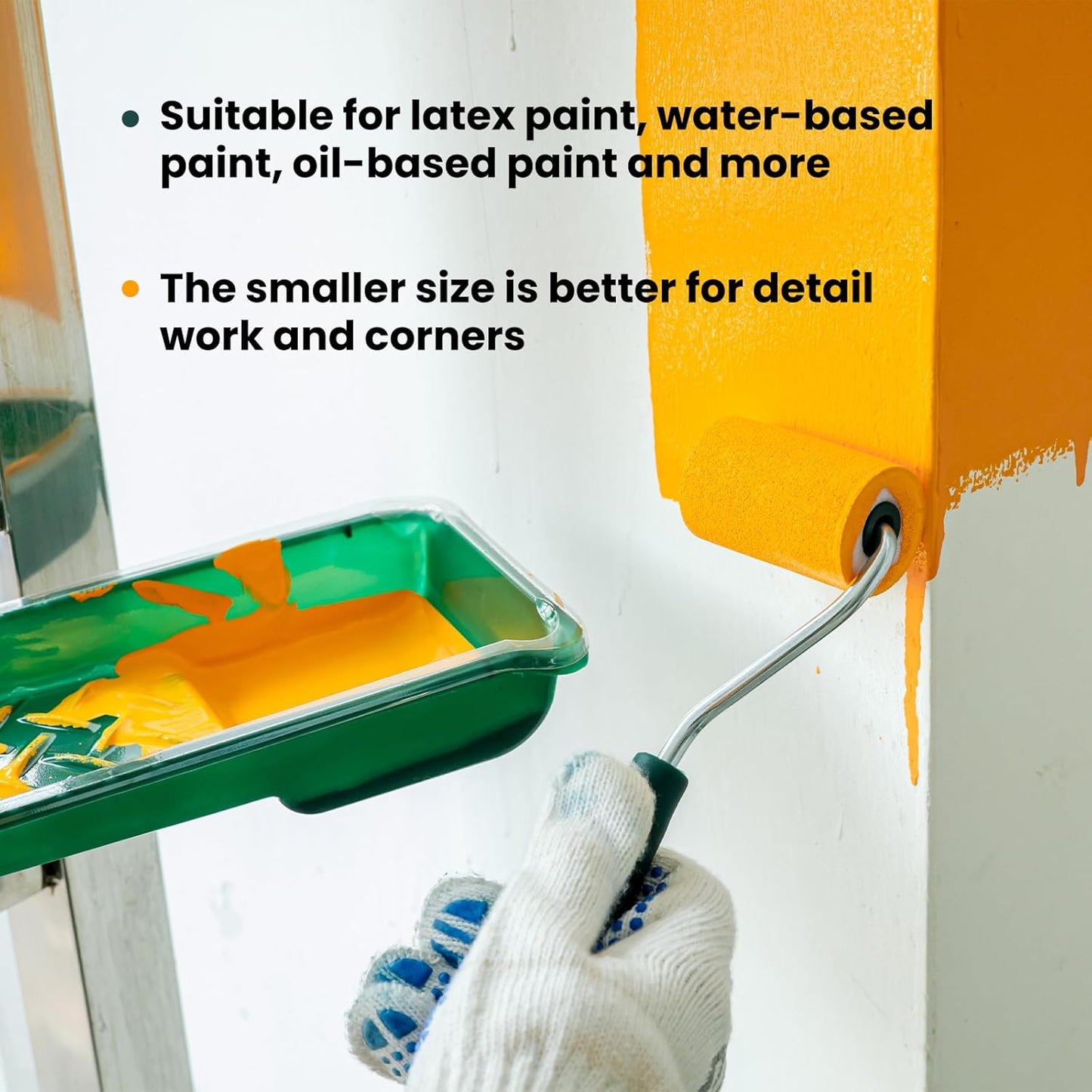 Foam Paint Roller, 2 Inch 10 Pack Small Paint Roller Kit with High-Density Foam Paint Roller, Paint Tray, Paint Tray Liner, Roller Frame, Mini Paint Roller for Painting Corners